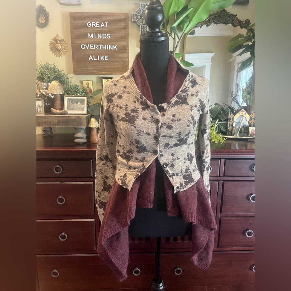 Anthropologie Sleeping on Snow Floral Flowy Cardigan Sweater Sz XS